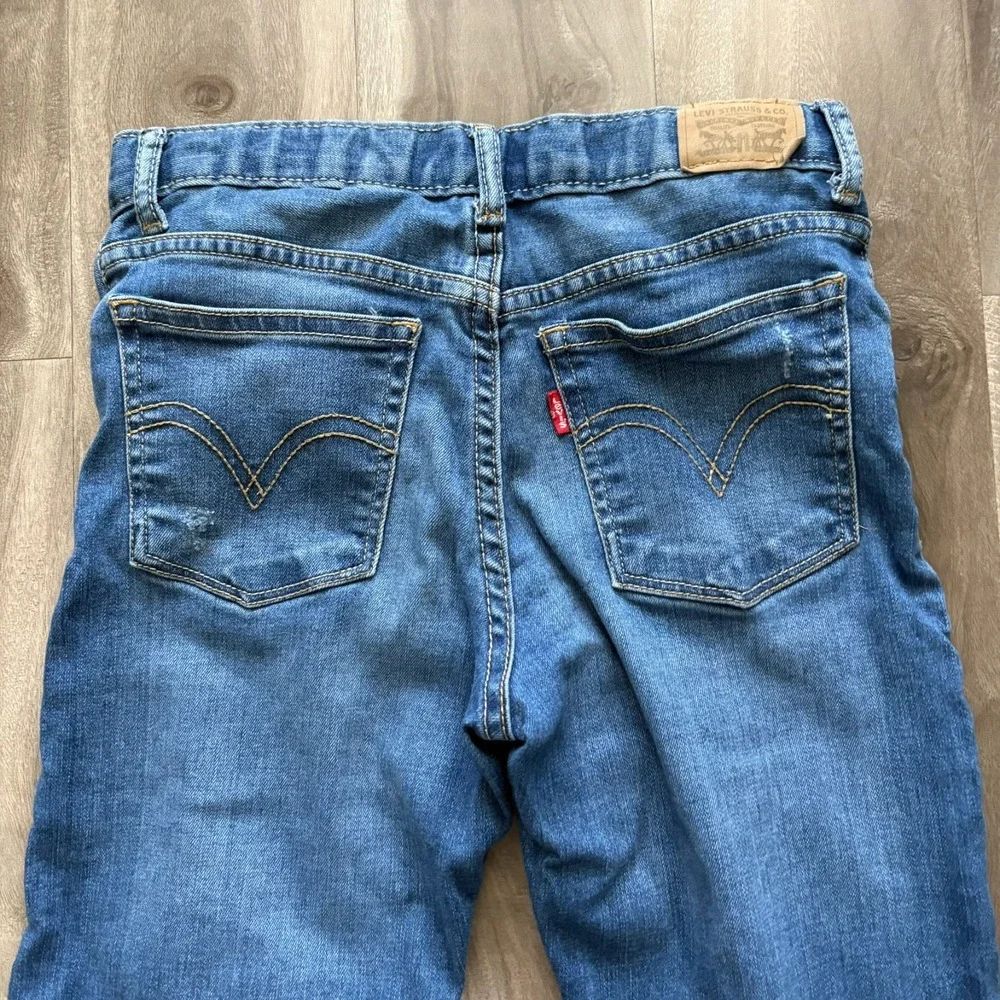 Levi's Girls Girlfriend Jeans Kids Size 10 Reg‎ Blue Distressed Adjusted Waist